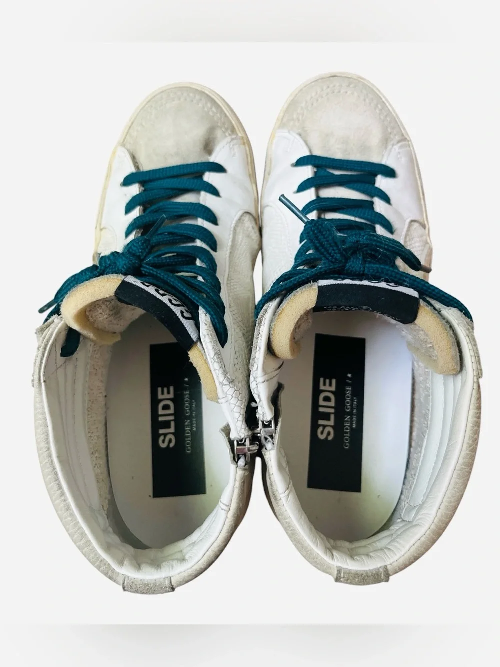 Golden Goose Slide Distressed Leather High Top Sneakers Size 39